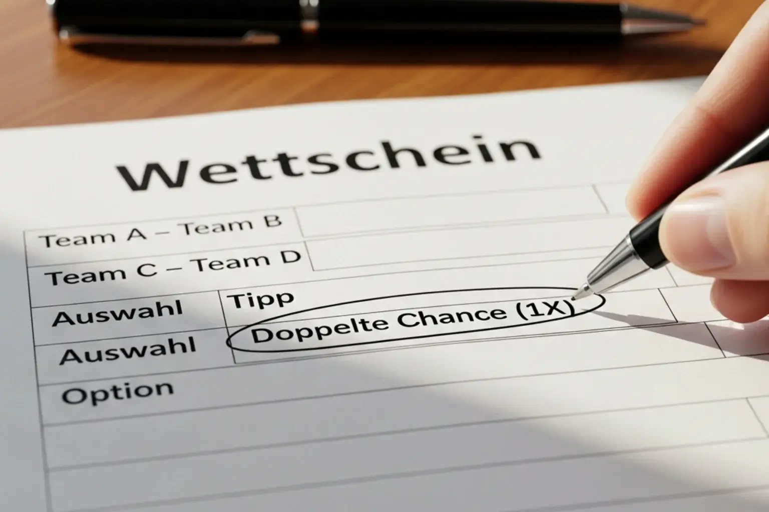 Wettschein mit markierter Doppelte-Chance-Option