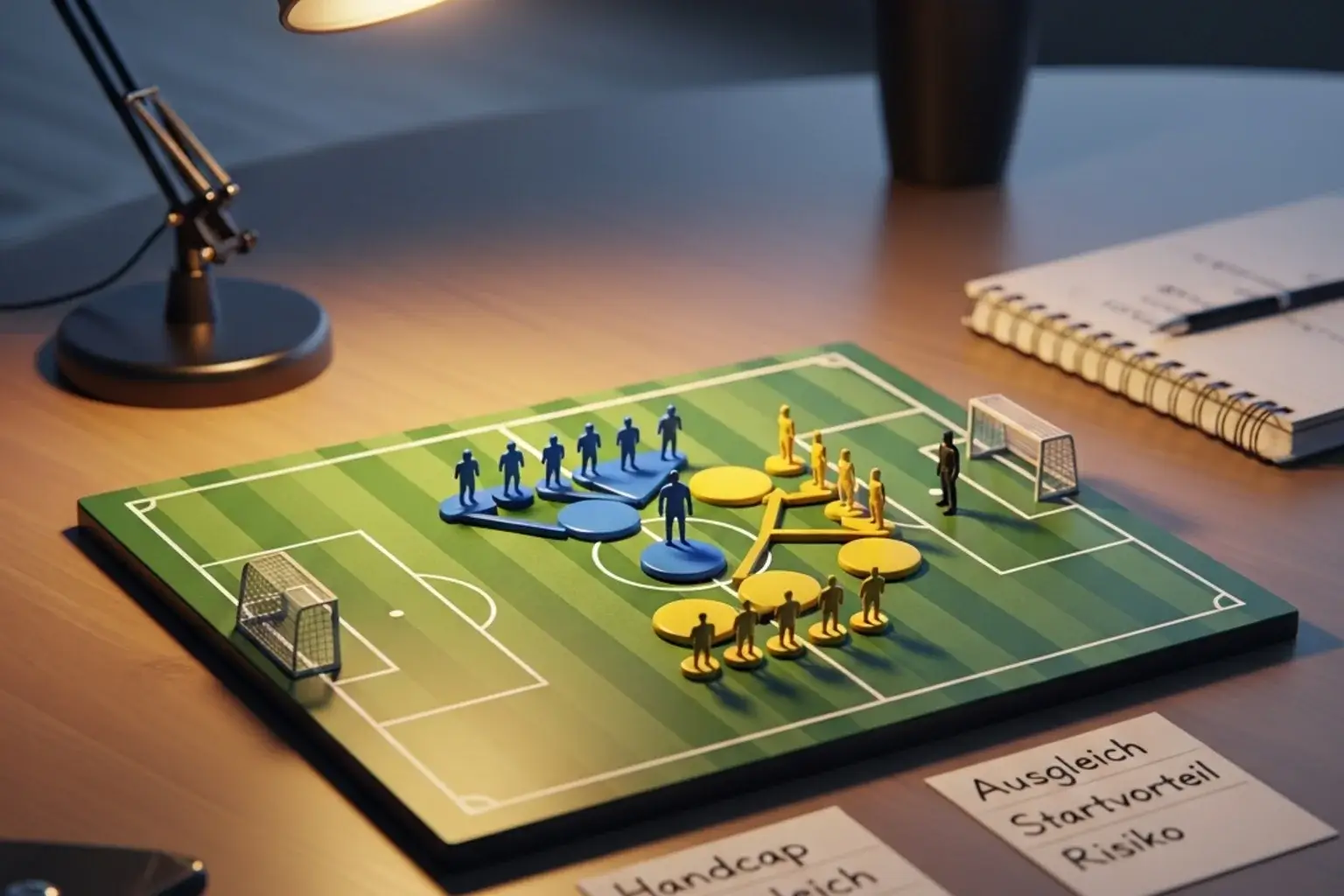 Taktiktafel mit Fussballpositionen und Handicap-Visualisierung